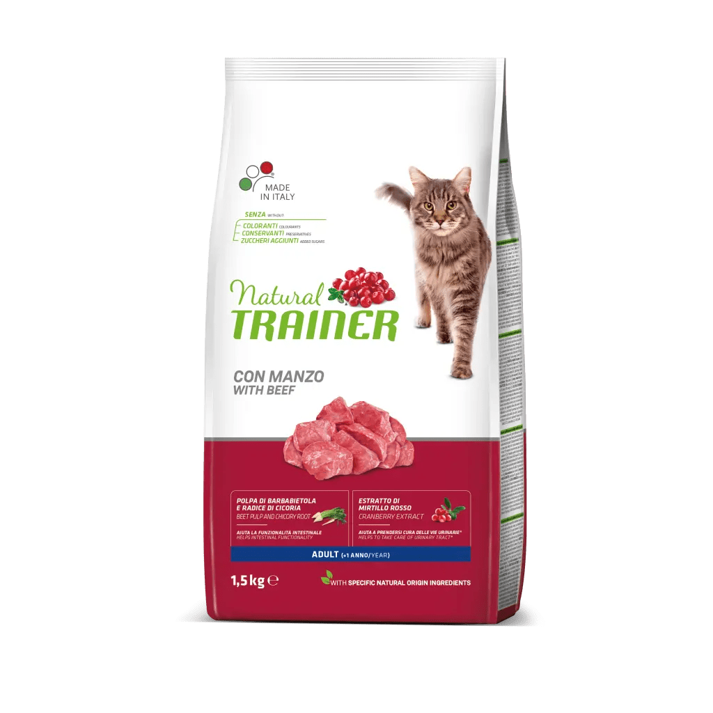 Natural Trainer Croquetas con Carne de Vacuno para Gatos Adultos Bolsa 1,5kg-1