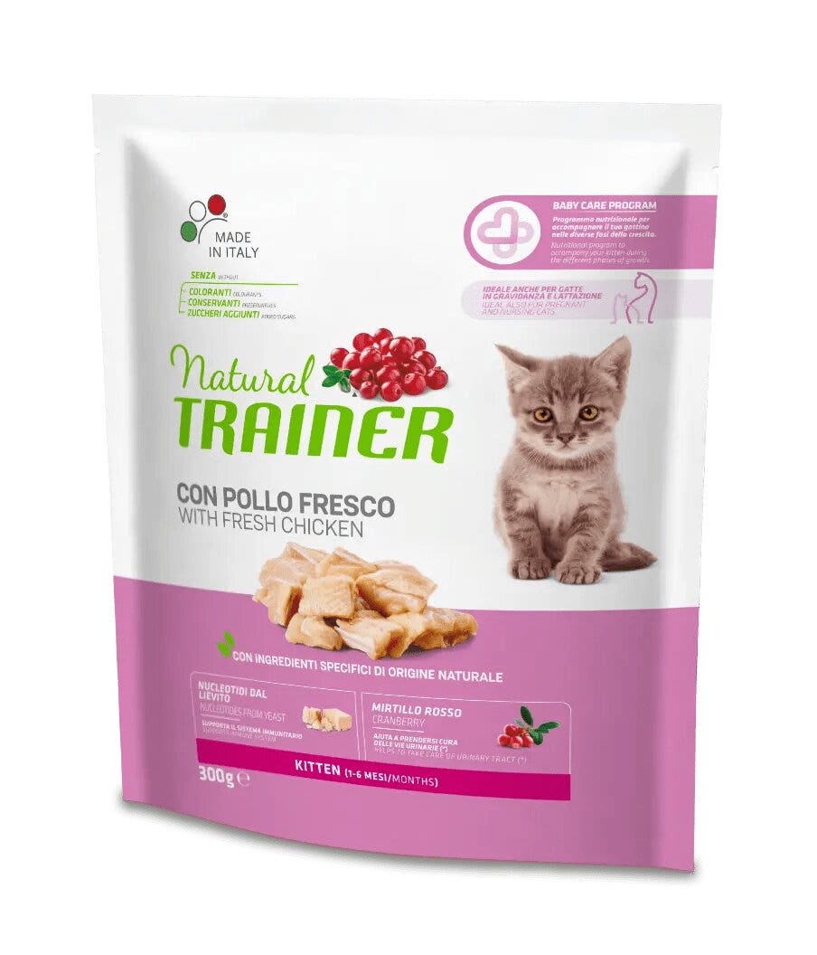 Natural Trainer Kitten Croquetas con Pollo para Gatos Cachorros Bolsa 300g-1