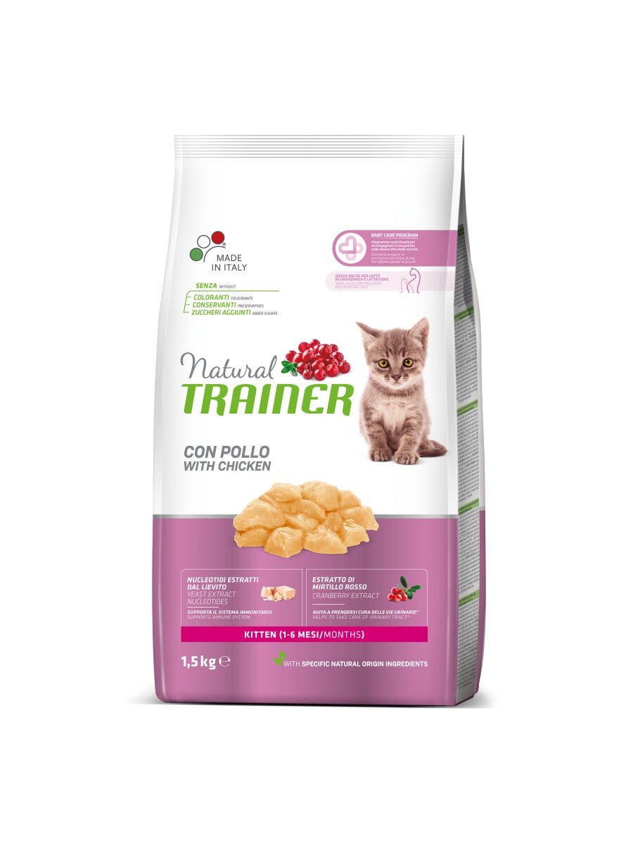 Natural Trainer Kitten Croquetas con Pollo para Gatos Cachorros Bolsa 1,5kg-2