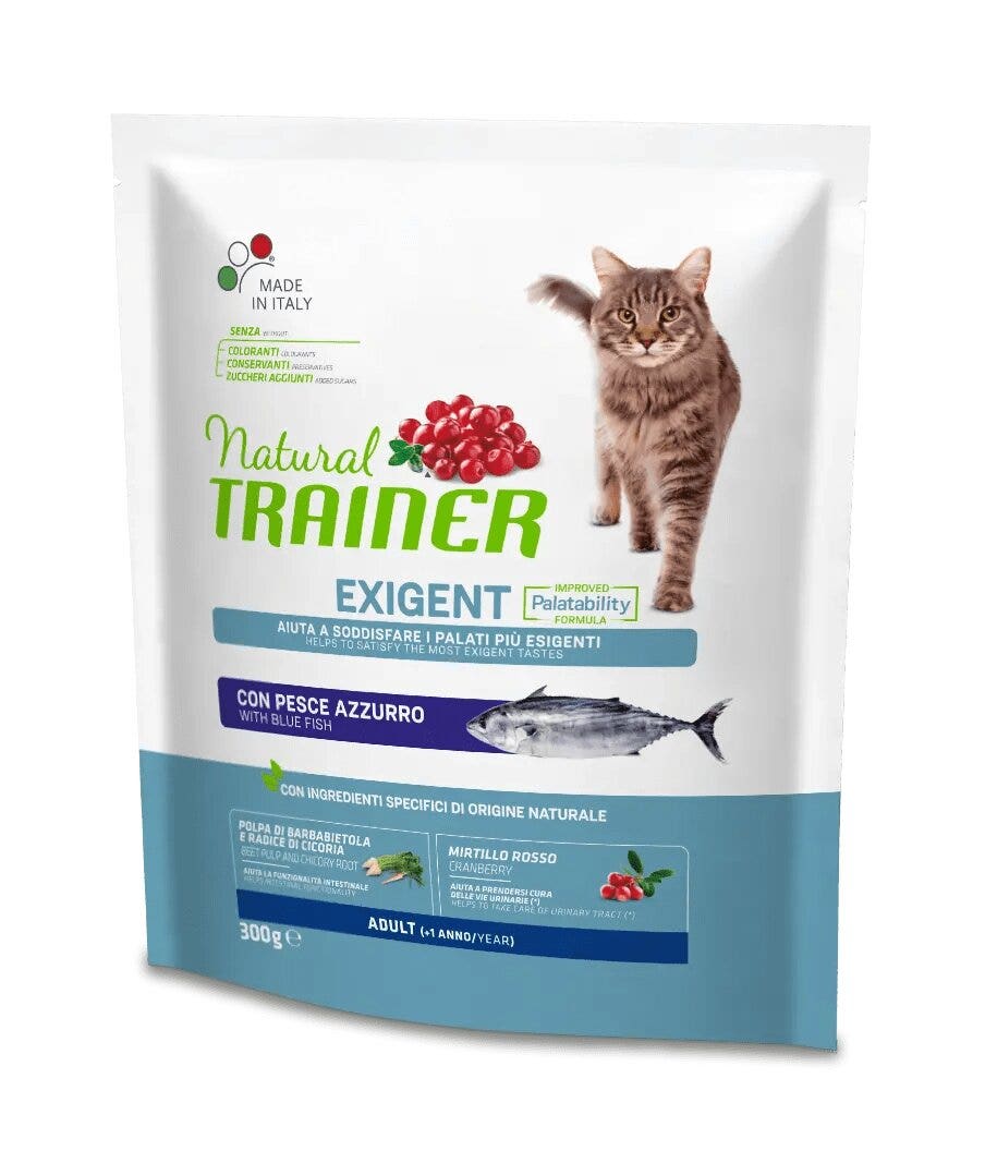 Natural Trainer Croquetas Exigent con Pescado Azul para Gatos Adultos Bolsa 300g-1