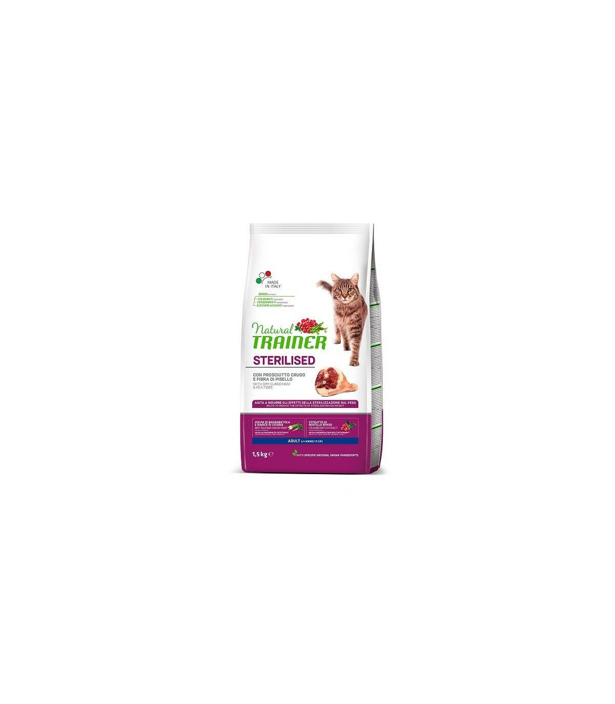 Natural Trainer Croquetas Jamón Crudo Gato Esterilizado Adulto 1,5kg-1