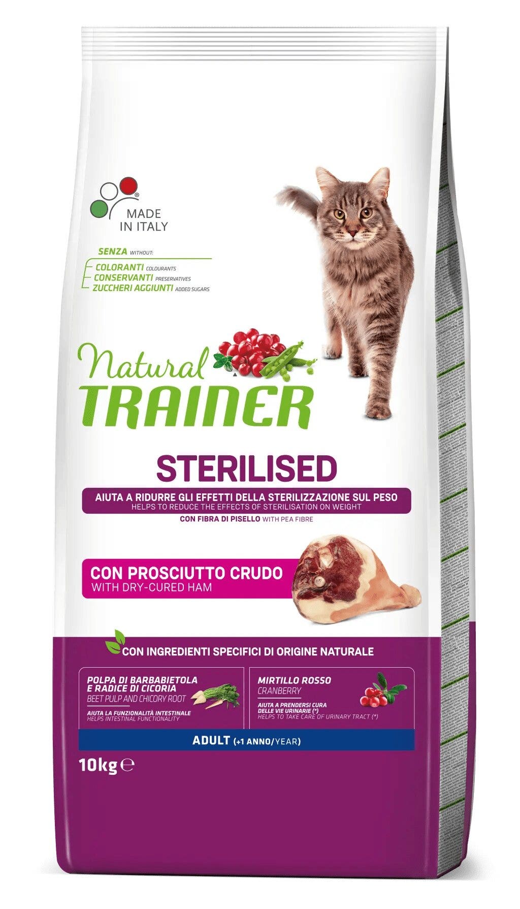 Natural Trainer Croquetas de Jamón Crudo Esterilizadas para Gatos Esterilizados Bolsa 10kg-1