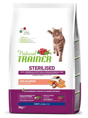 Natural Trainer Croquetas Esterilizadas con Salmón para Gatos Adultos Bolsa 3kg-1