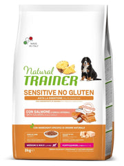 Natural Trainer Sensitive Croquetas Sin Gluten con Salmón para Perros Cachorros Mediano/Grande Bolsa 3kg-1