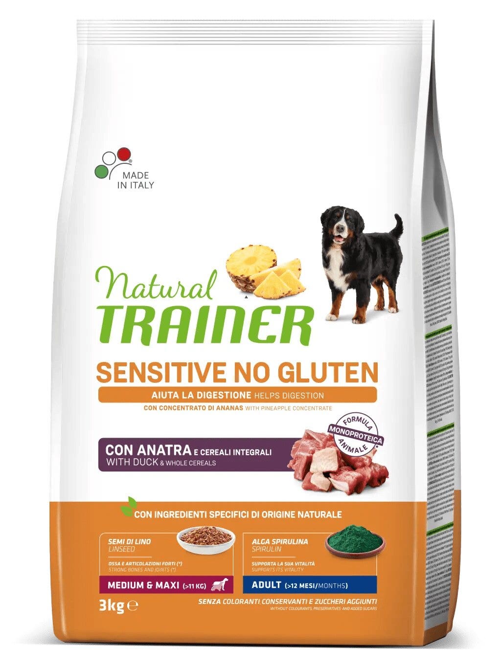 Natural Trainer Sensitive Croquetas Sin Gluten con Pato para Perros Medianos/Grandes Bolsa 3kg-1