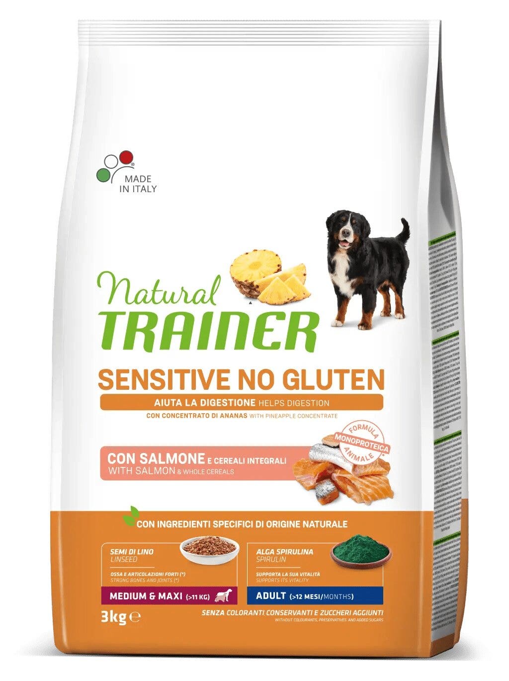 Natural Trainer Sensitive Croquetas Sin Gluten Con Salmón Para Perros Adultos Tamaño Mediano/Grande Bolsa 3kg-1