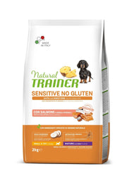 Natural Trainer Croquetas de Salmón para Perros Mayores Sensitive Maduro Sin Gluten Tamaño Mini Bolsa 2kg-1