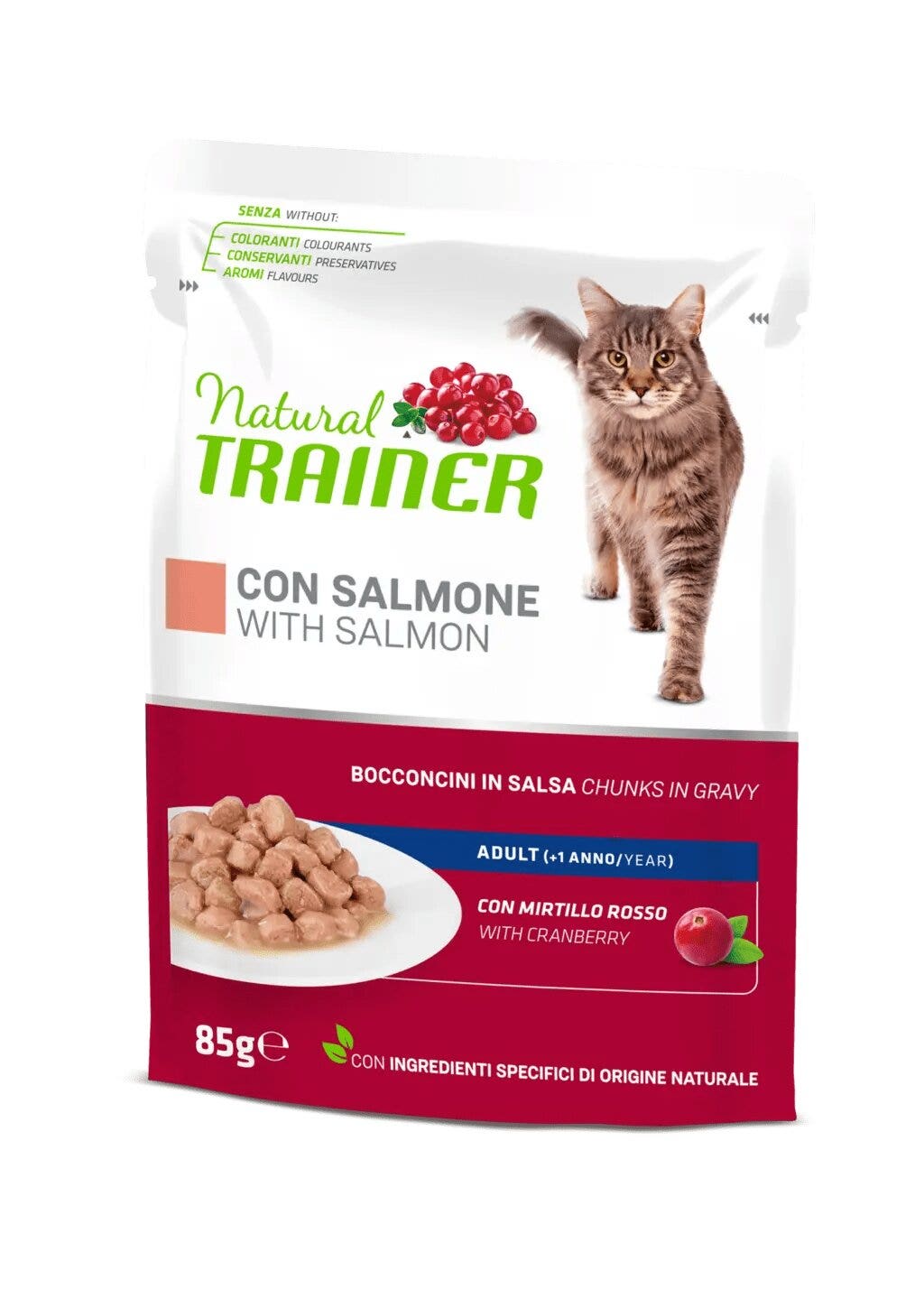 Natural Trainer Comida Húmeda Salmón para Gatos Adultos Bolsa 85g-1