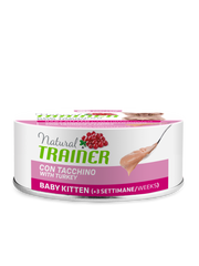 Natural Trainer Baby Kitten Pavo Alimento Para Gatos Cachorros Lata 80g-1
