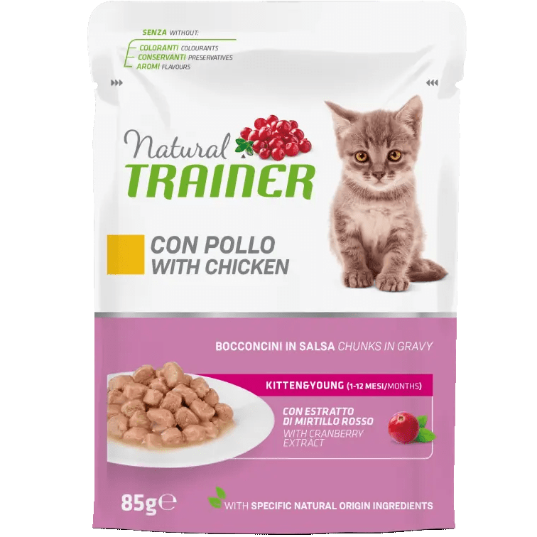 Natural Trainer Kitten&Young Chicken Bites En Salsa Para Gatitos 85g-1