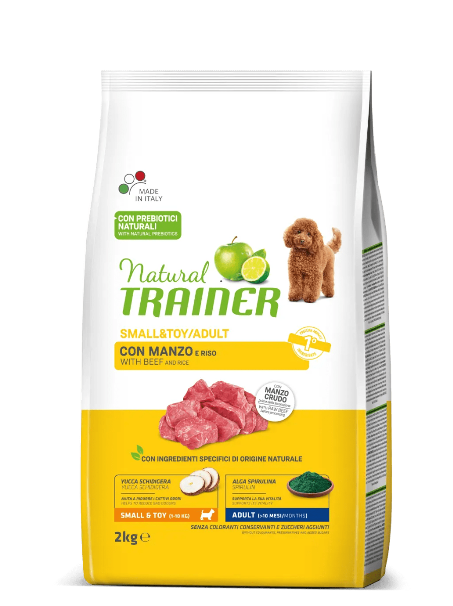 Natural Trainer Croquetas de Carne/Arroz para Perros Adultos Pequeños, Bolsa de 2 Kg-0