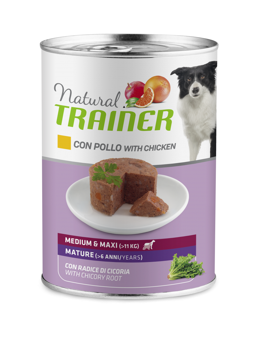 Entrenador Natural Mantenimiento Maduro Medio Y Maxi Para Perros Mojados Pollo Lata 400g-1