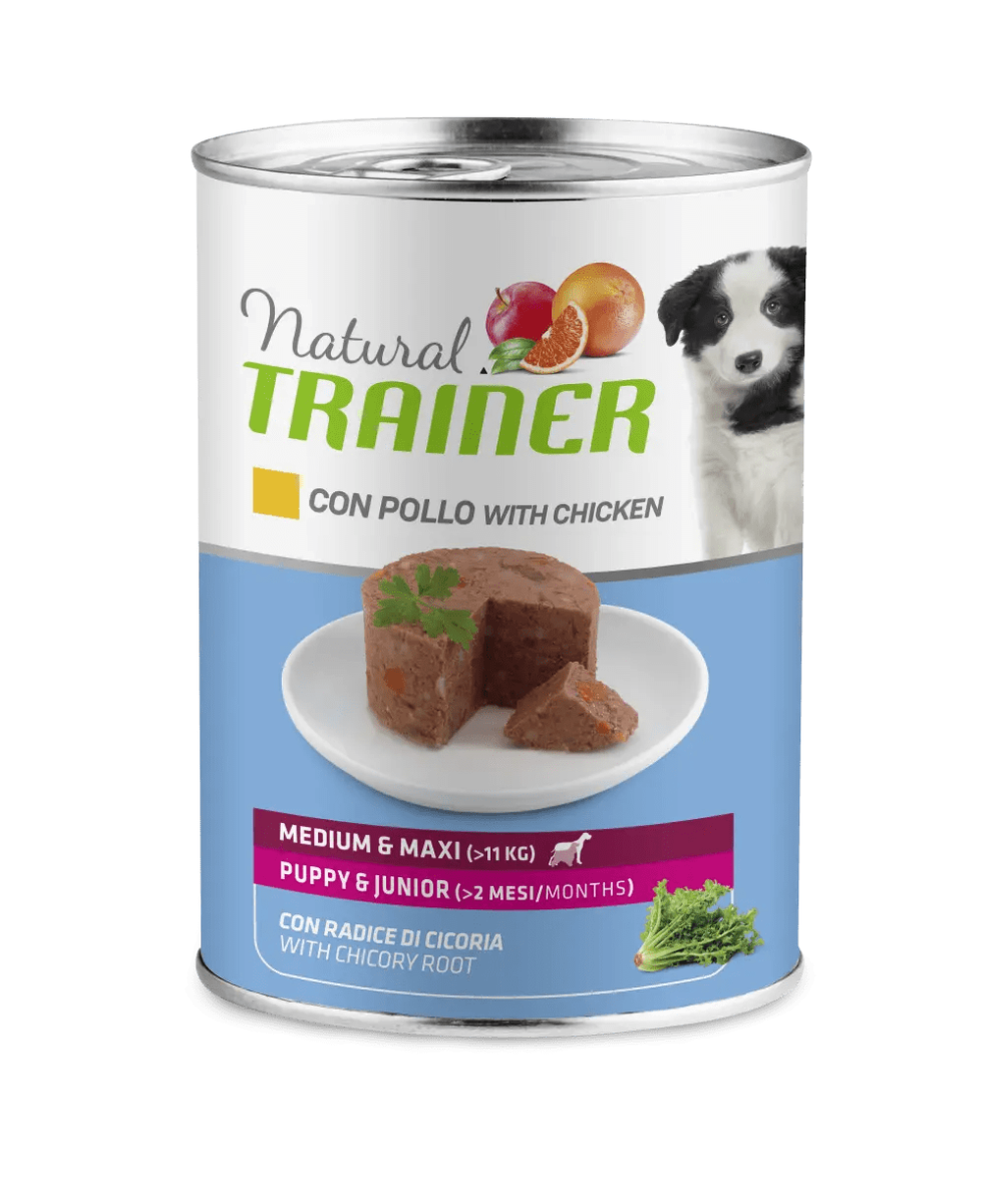 Natural Trainer Mantenimiento Medio Y Maxi Para Perros Cachorros Pollo Mojado Lata 400g-1