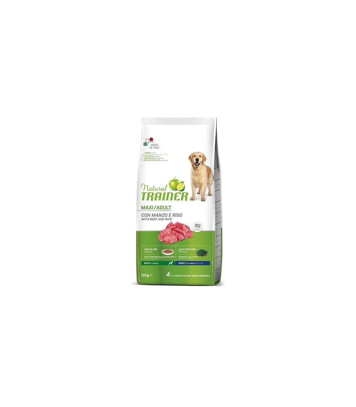 Natural Trainer Croquetas de Carne y Arroz para Perros Adultos Maxi 12Kg-1