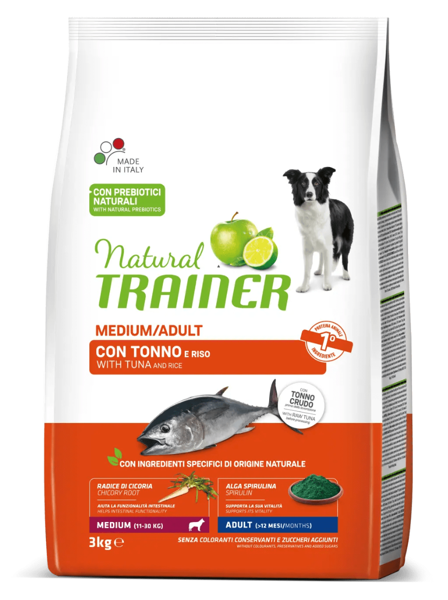 Natural Trainer Croquetas de Atún/Arroz para Perros Adultos Tamaño Mediano Bolsa de 12 Kg-0