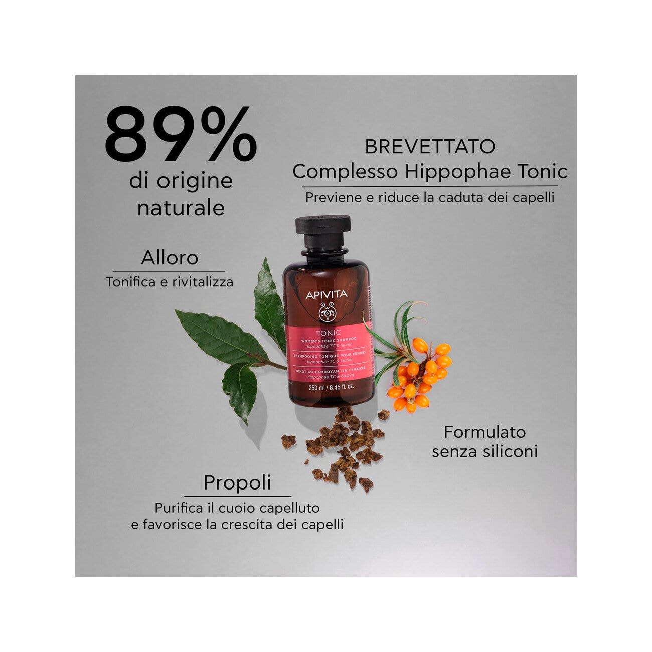 Apivita Champú Tonificante Mujer Hippophae TC/Laurel 250ml-3