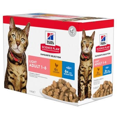 Hill's Science Plan Multipack Light Comida húmeda para gatos adultos 12 bolsitas