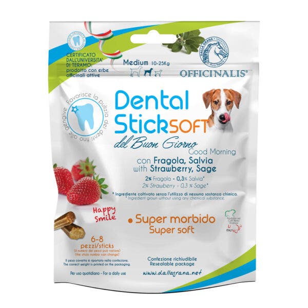 Officinalis Dental Stick Soft Buongiorno para perros de tamaño mediano, 6/8 unidades