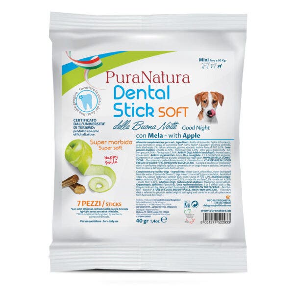 PuroNatura Dental Stick Soft Buonanotte para perros, tamaño mini, 7 unidades