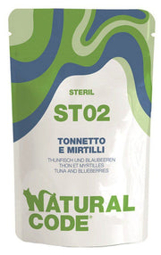 Natural Code ST02 Atún y arándanos para gatos adultos esterilizados, bolsa de 70 g