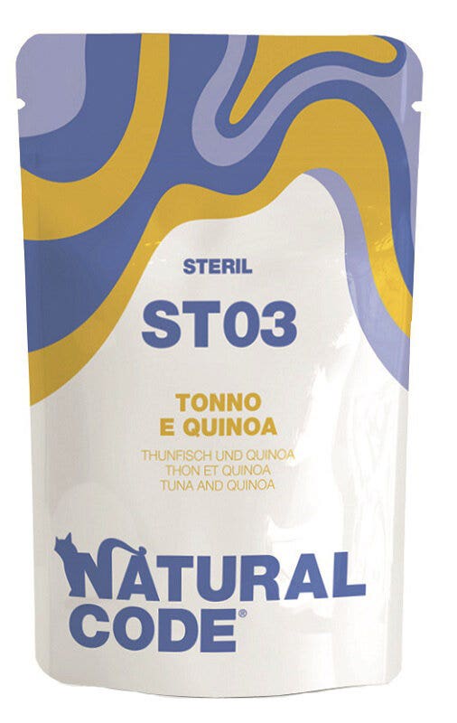 Natural Code ST03 Atún y arándanos para gatos adultos esterilizados, sobre de 70 g