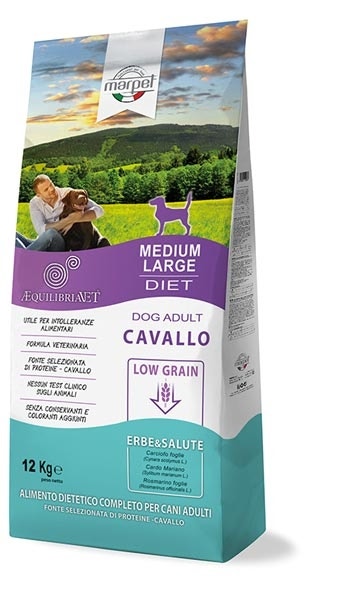 Marpet Aequilibriavet Low Grain Caballo - Pienso seco para perros adultos de tamaño mediano-grande - Saco de 12 kg