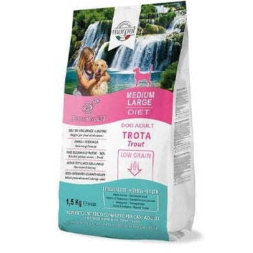 Marpet Aequilibriavet Low Grain Trucha - Pienso seco para perros adultos de tamaño mediano-grande - Saco de 1,5 kg