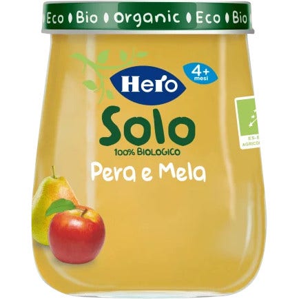 Hero Solo Puré de pera y manzana 100 % ecológico 120 g
