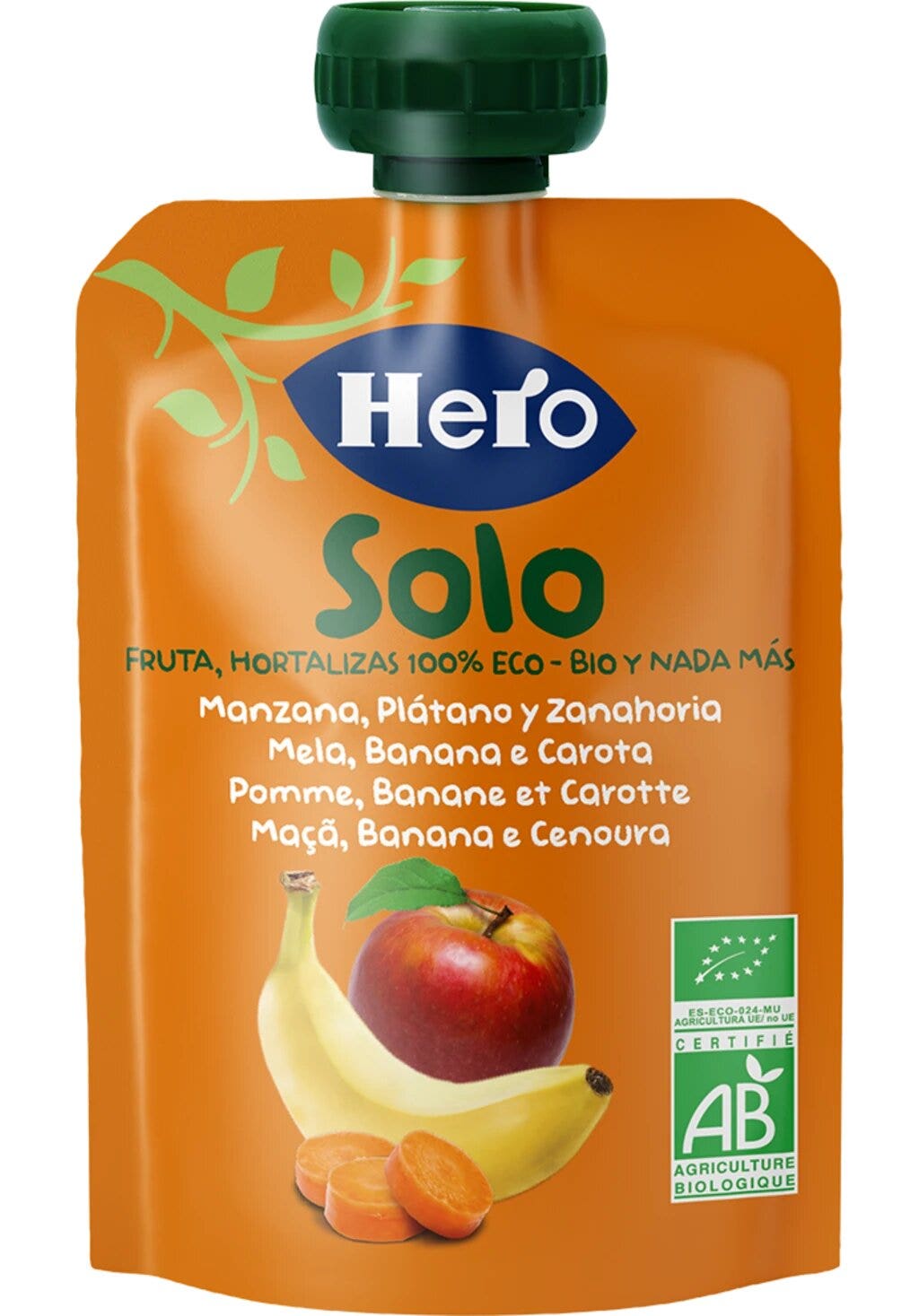 Hero Solo Frutta Frullata Mela Banana e Carota 100% Bio 100g