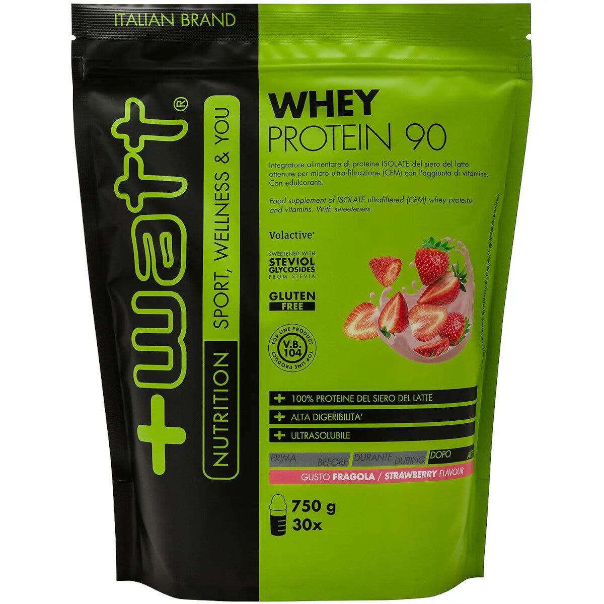 '+Watt Whey Protein 90 Doypack Sabor Fresa 750 g