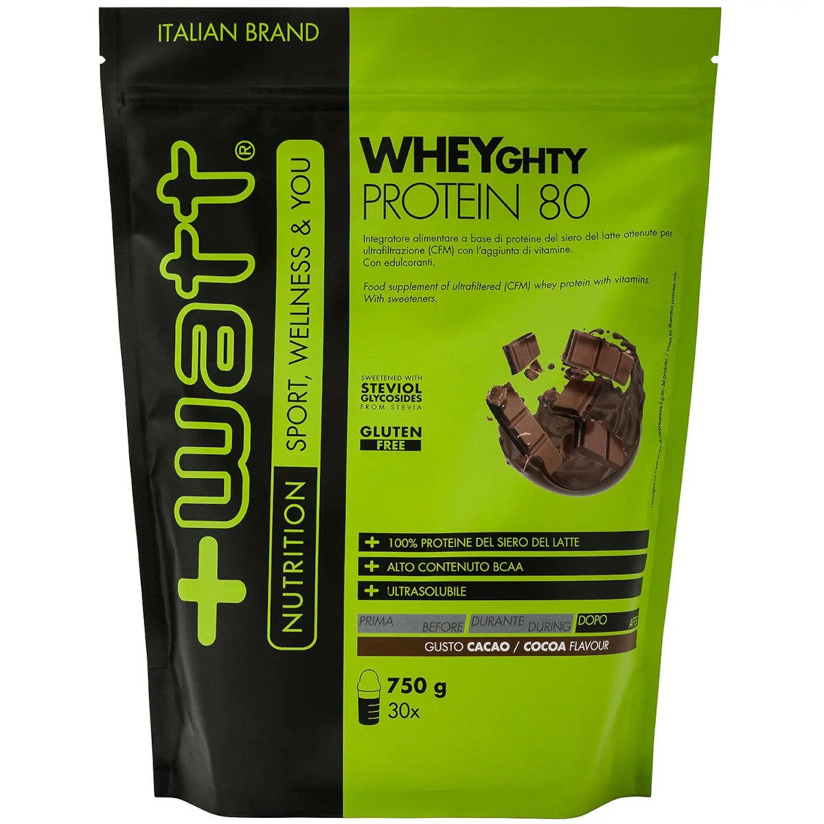 '+Watt Wheyghty Protein 80 Doypack Sabor a Cacao 750 g
