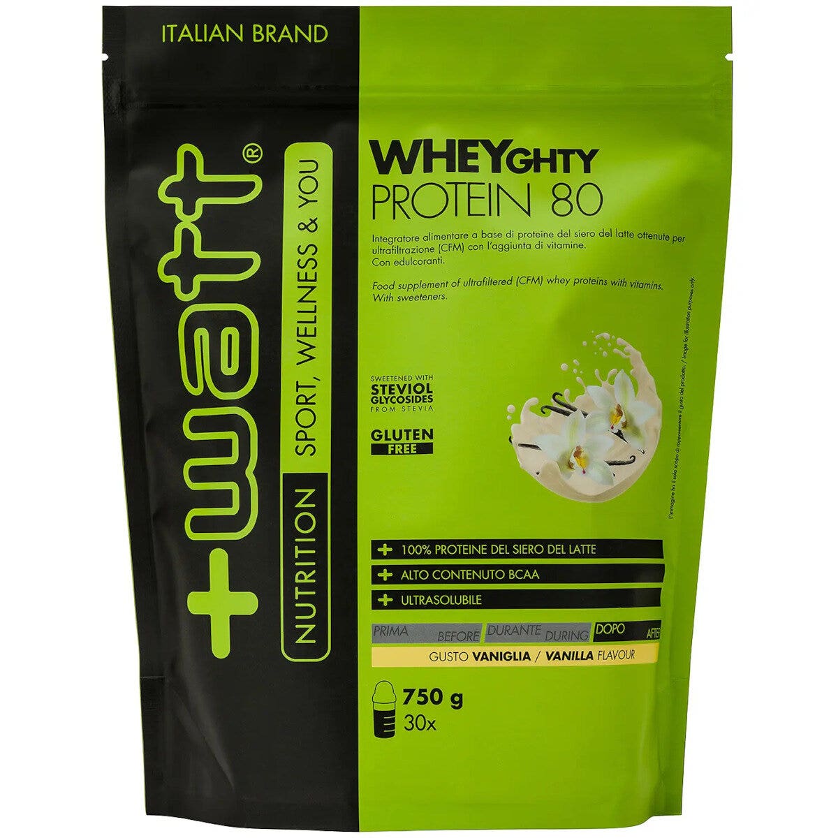 +Watt Wheyghty Protein 80 Doypack Gusto Vaniglia 750g