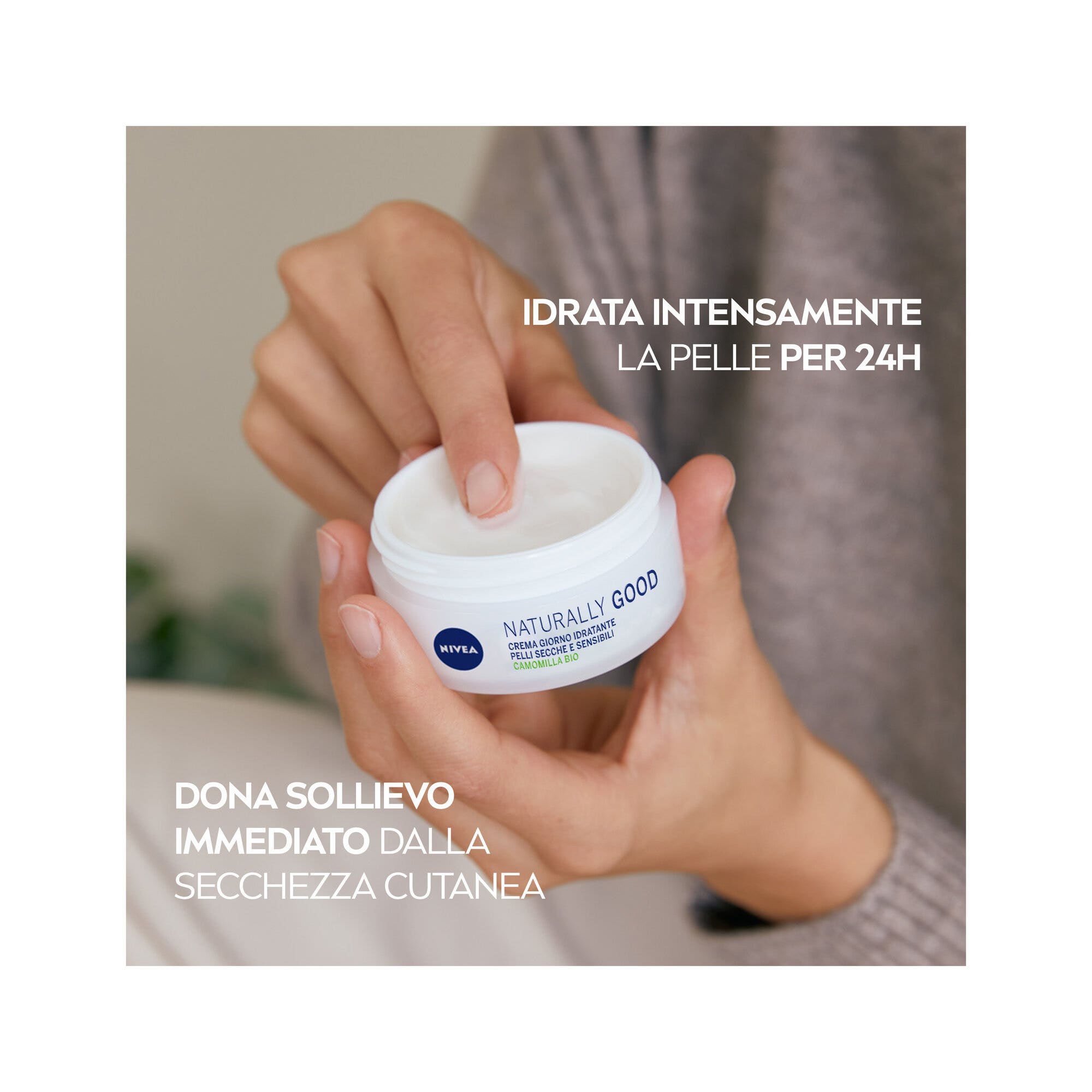 Nivea Naturally Good Crema de día nutritiva e hidratante para el rostro, para pieles secas y sensibles, 50 ml