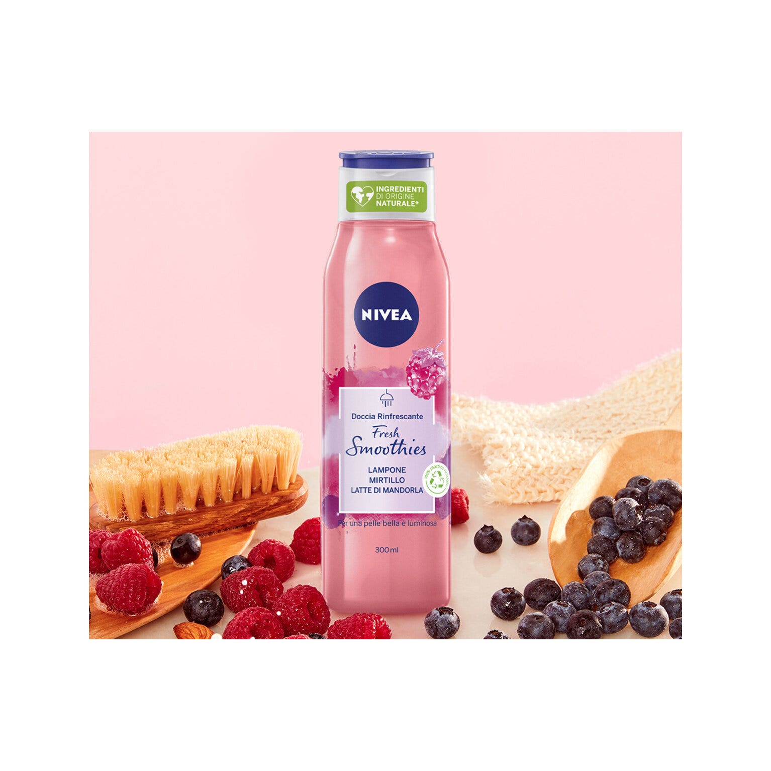 Nivea Gel Doccia Fresh Smoothies Lampone & Mirtillo Bagnoschiuma Con Ingredienti Naturali  300ml