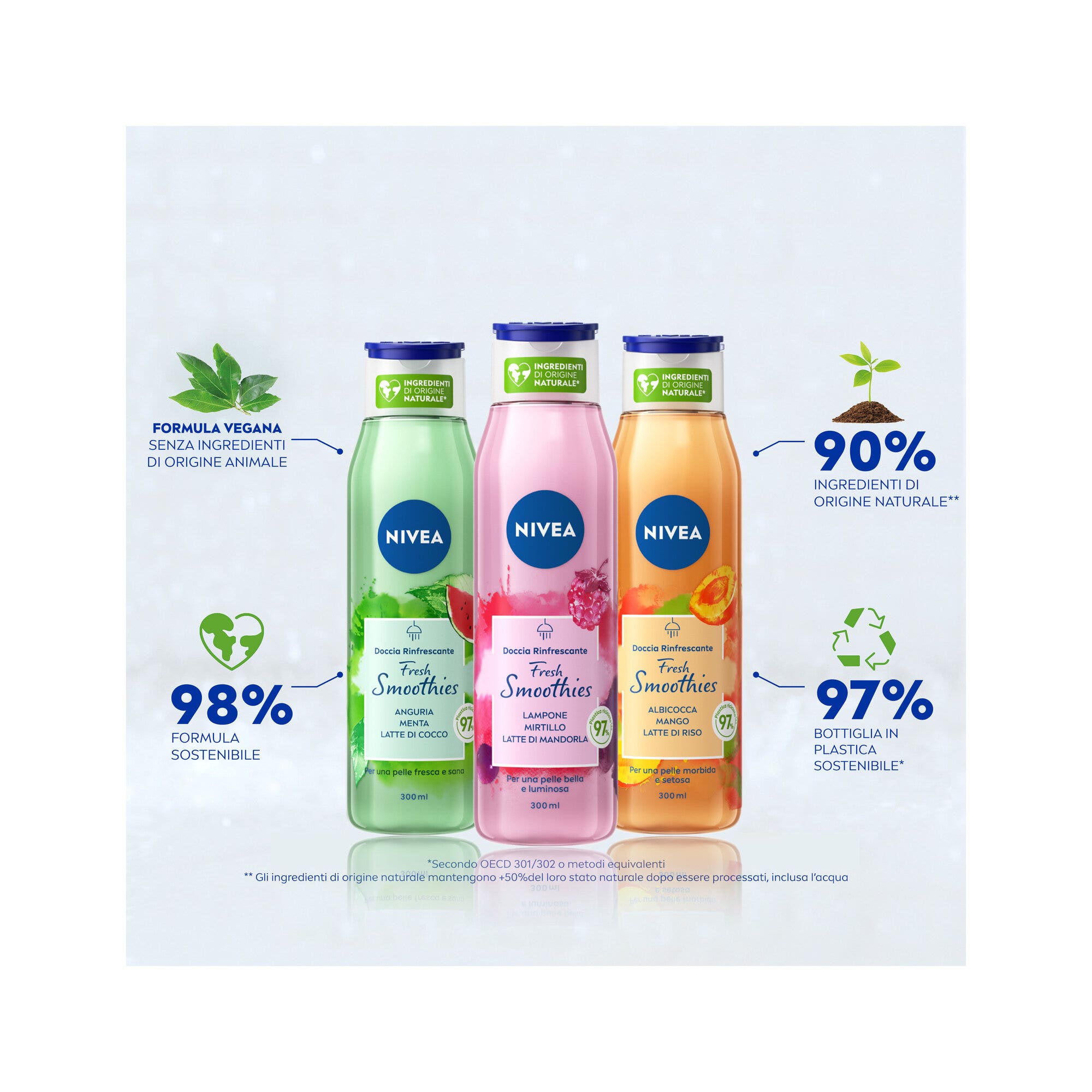 Nivea Gel Doccia Fresh Smoothies Albicocca & Mango Bagnoschiuma Con Ingredienti Naturali 300ml
