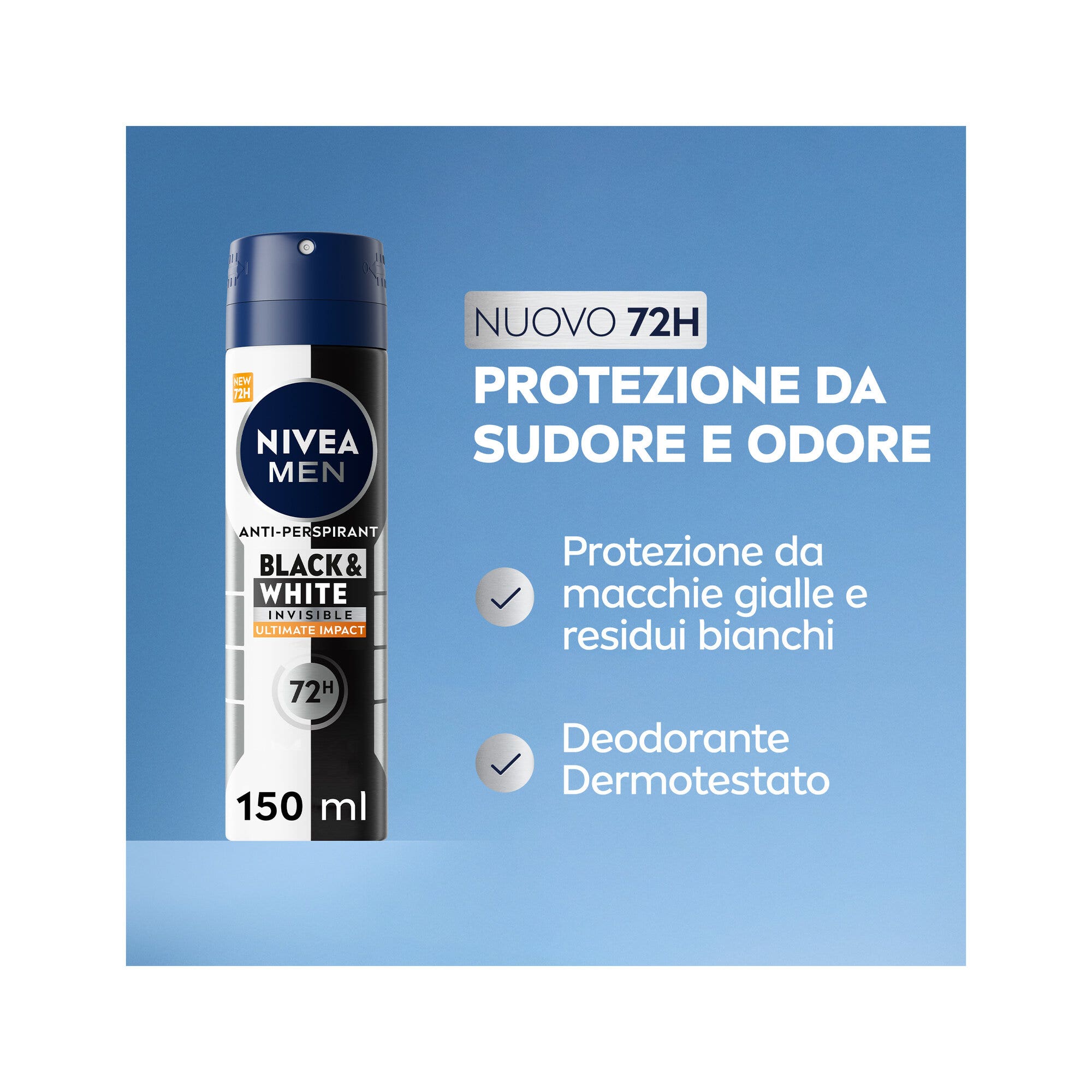 Nivea Men Black & White Invisible Ultimate Impact Spray Deodorante Spray Antitraspirante 125ml