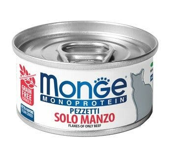 Monge Monoproteico Trozos Solo Ternera Comida Húmeda para Gatos 80 g