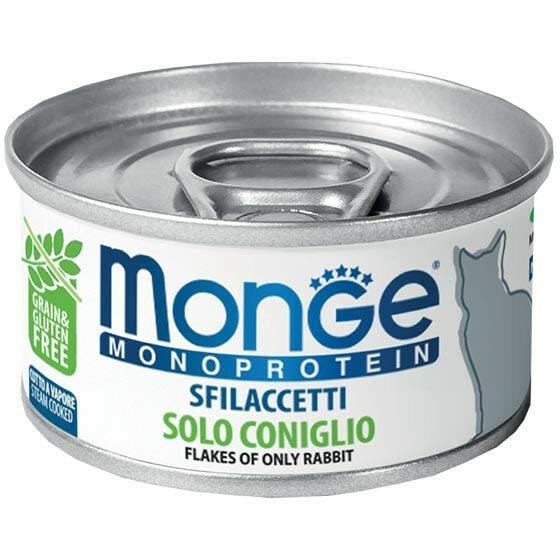 Monge Monoprotein Sfilaccetti Solo Coniglio Cibo Umido Per Gatti Adulti 80g