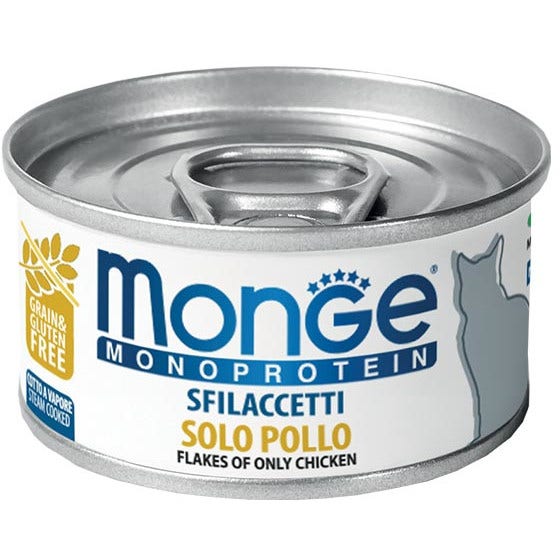 Monge Monoprotein Tiras Solo Pollo Comida húmeda para gatos adultos 80 g