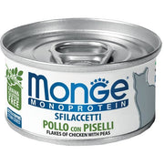Monge Monoprotein Tiras de Pollo con Guisantes, Comida Húmeda para Gatos Adultos, 80 g