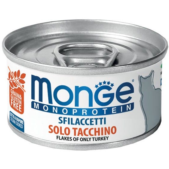 Monge Monoprotein  Tiras Solo Pavo Comida Húmeda para Gatos Adultos 80 g