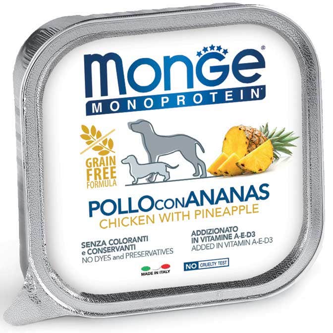 Monge Monoprotein Pollo con Piña Comida húmeda para perros adultos 150 g