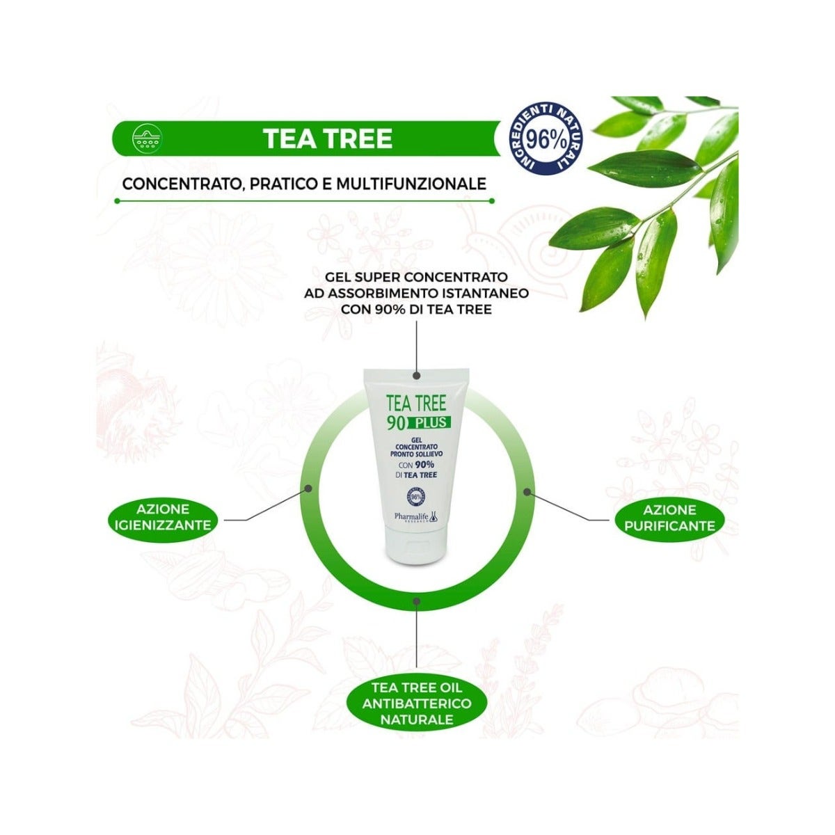 Pharmalife Tea Tree 90 Plus Gel Concentrato Pronto Sollievo 75ml