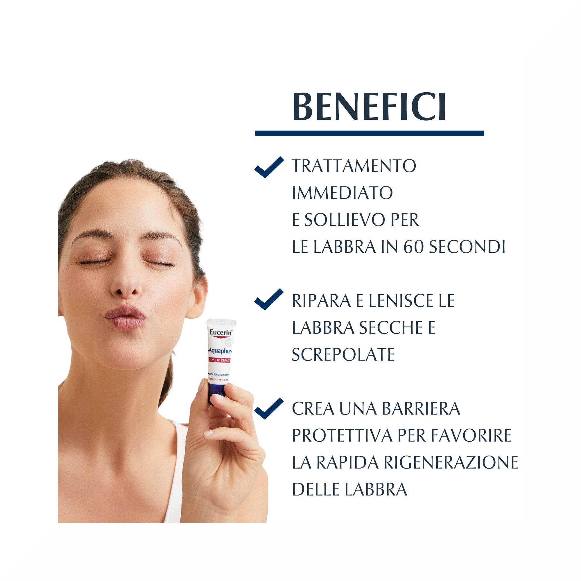 Eucerin Aquaphor SOS Reparador de Labios, bálsamo labial, 10 ml