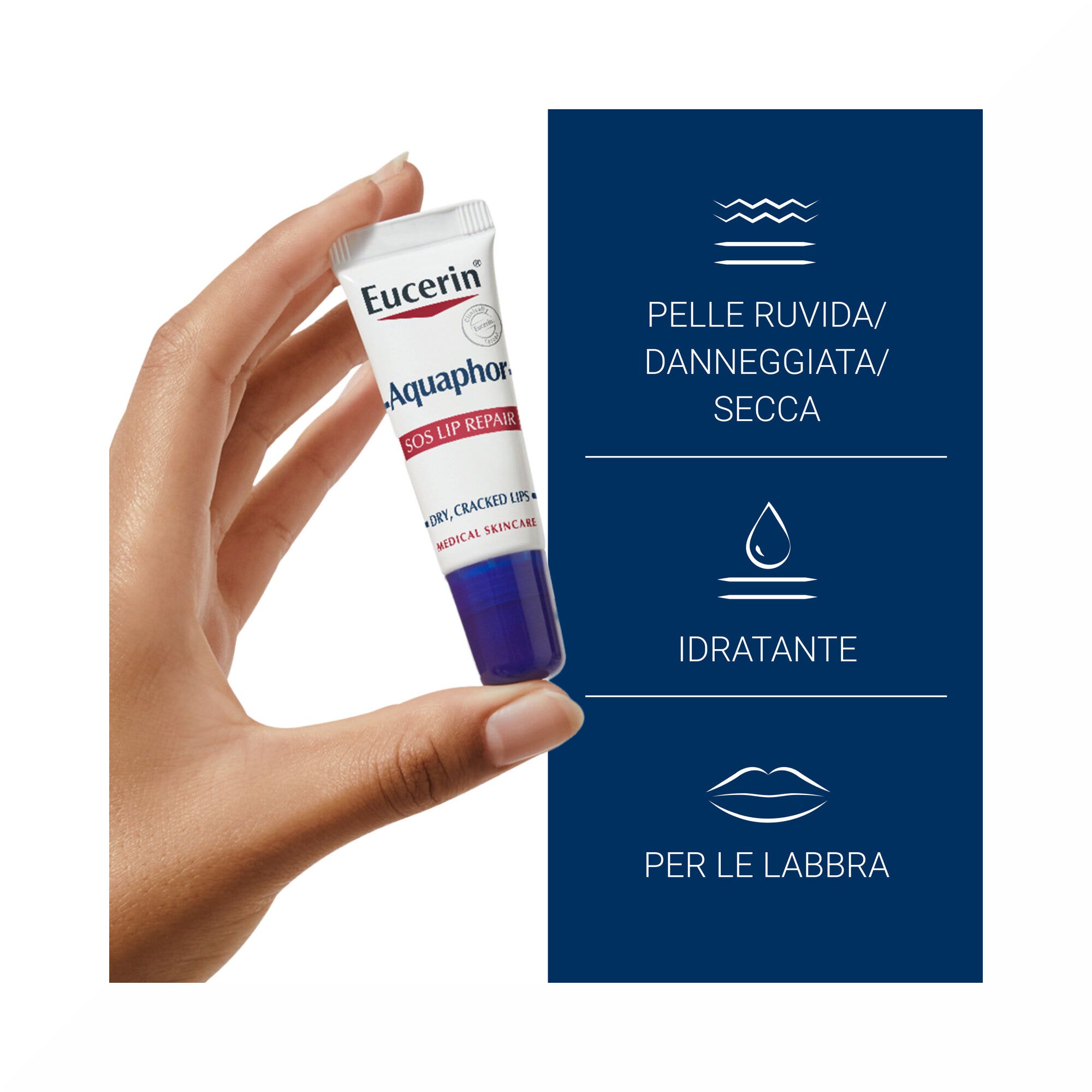 Eucerin Aquaphor SOS Reparador de Labios, bálsamo labial, 10 ml