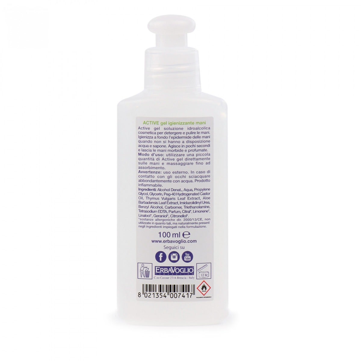 Active Gel Higienizante de Manos con Aloe Vera 100 ml