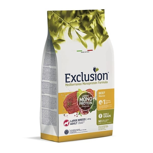 Exclusion Mediterraneo Monoprotein: croquetas de ternera para perros adultos de gran tamaño, saco de 12 kg