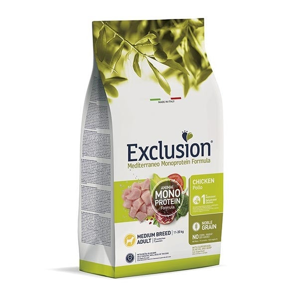 Exclusion Mediterraneo Croquetas Monoproteicas de Pollo para Perros Adultos Tamaño Mediano Bolsa 3kg-1