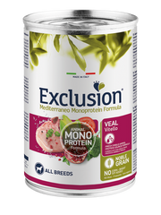 Exclusion Mediterraneo Monoprotein Noble Grain Comida húmeda de ternera para perros adultos Lata de 400 g