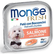 Monge Fresh Paté Bocconcini con salmón, comida húmeda para perros adultos, 100 g